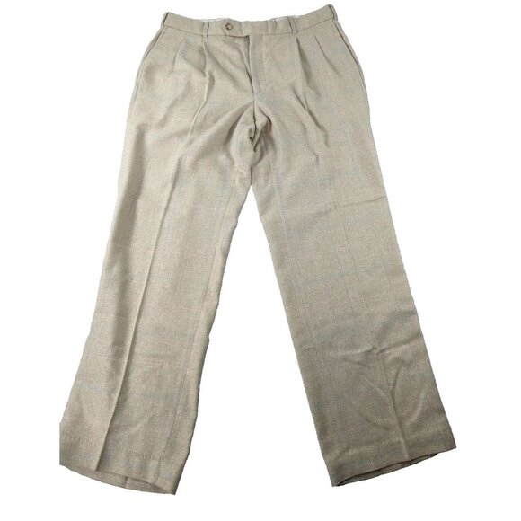 GANT Brown Mens Trouser‎ Size 36x34  Straight Silk Blend Blue Pink Window Pane - Picture 1 of 11